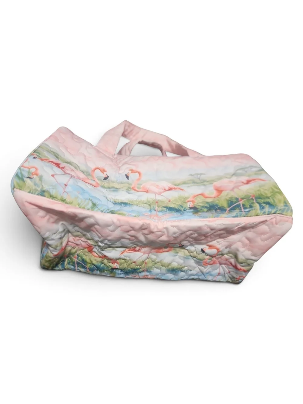 NWOT Quilted Pink Flamingo Travel Duffle Bag